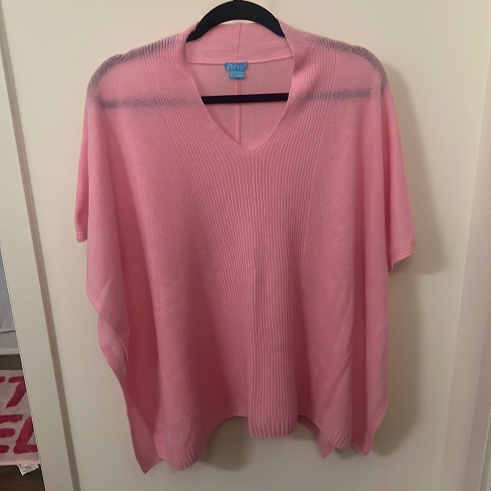J. McLaughlin 100% cashmere pink poncho vest